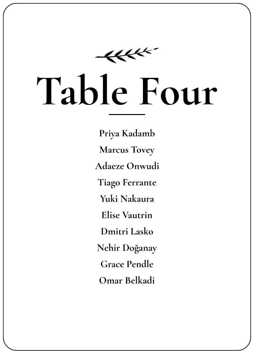 Wedding seating card as a flat design