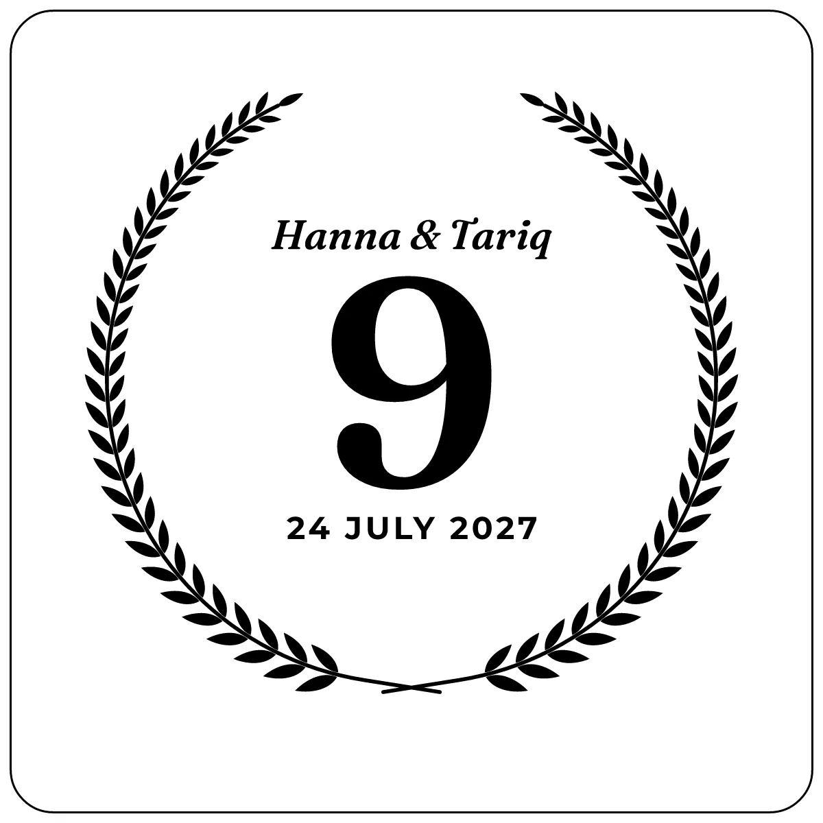 Wedding table number as a flat design