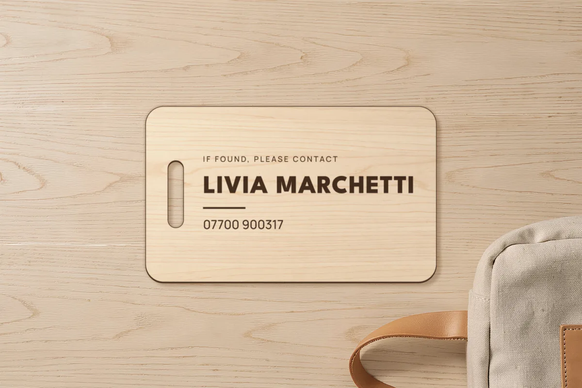 Wooden luggage tag