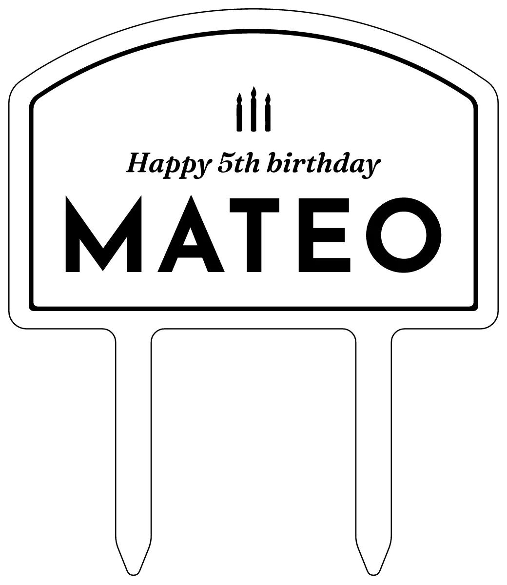 Engraved cake topper as a flat design